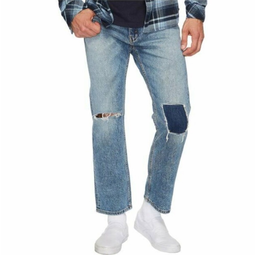 Sample Levi's 505 Crop Sublime Rhythm Distressed Slim Straight Jeans Sz 32x28